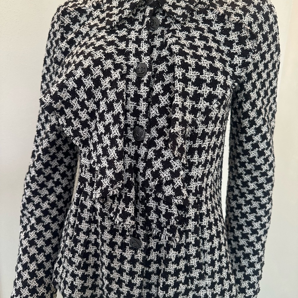Chanel Black and White Houndstooth Jacket